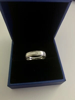 Alianza de boda de platino con diamante para hombre 6,6 gramos PR950 talla US9 Foto 1 de 2