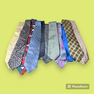 Mixed Lot of 11 all 100% Silk Ties Various Brands Wearable Crafting Repurpose - Picture 1 of 9
