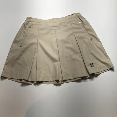 Saia Jamie Sadock feminina 12 cáqui bronzeado plissado elástico bolsos na cintura externa - Imagem 1 de 4