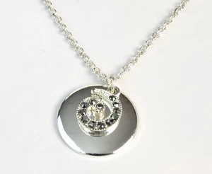 Vintage Silver Tone Marcasite Wave Disc Necklace 17.5 inch - Picture 1 of 5