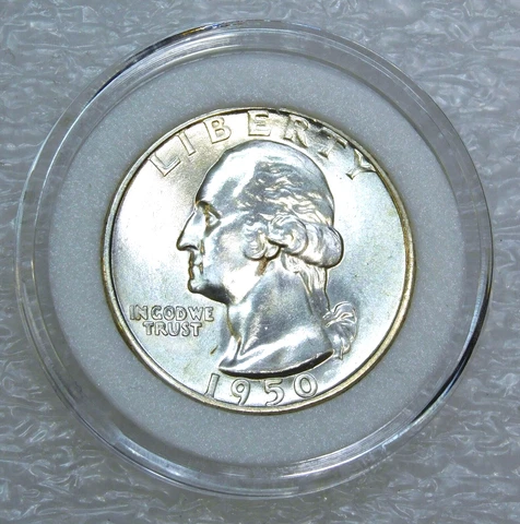 1950-D Washington Silver Quarter Gem BU Original & Frosty in Airtight cap #E406 Cover