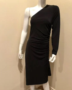 Michael Kors One Sleeve side Zip Slanted Black Size 8 Dress New $295 - Picture 1 of 6