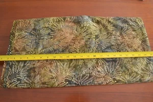 By 1/2 Yd, Tan Fern Print on Green & Brown Batik, Moda/Mirage Batiks/4502, M8856 - Picture 1 of 5