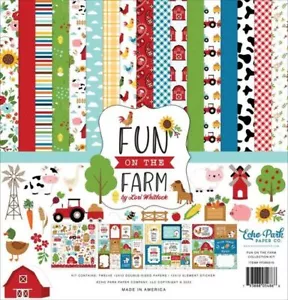 ECHO PARK "FUN ON THE FARM" 12X12 PAPER KIT FARM ANIMALS SCRAPJACK'S PLACE - Picture 1 of 12