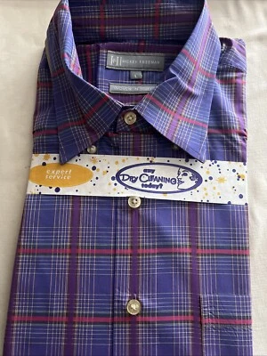Hickey Freeman Mens Shirt Size Large Purple Plaid Long Sleeve.  - Image 1 of 2