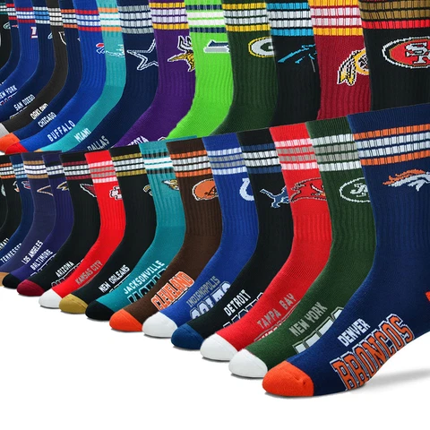 NFL 4 Stripe Deuce 504 Crew Men Socks SIZES LARGE -- Pick Your Team Cover