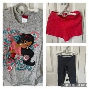 Disney Girls Outfits T Shirt Top Shorts Leggings Size 6 Black Gray - Picture 1 of 14