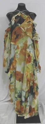 ASOS DESIGN Women's Cold Shoulder Ruffle Maxi Dress BE5 Floral Size 14 (US 10) - Image 1 of 4