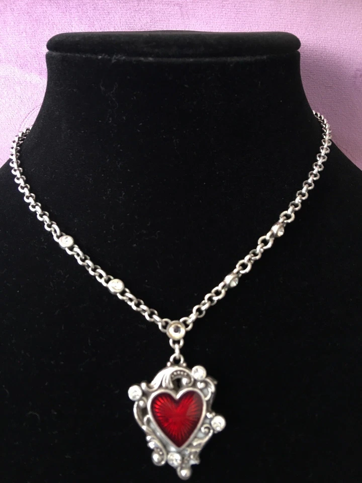 Collar Brighton LE LOUVRE HEART Rojo Cristal Swarovski Esmalte Plata De Colección Foto 1 de 4