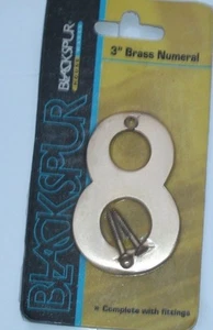 NÚMERO + TORNILLOS DE LATÓN PULIDO MACIZO; 8 y 0 puerta de entrada grande de la casa de 75 mm/3" - Imagen 1 de 2