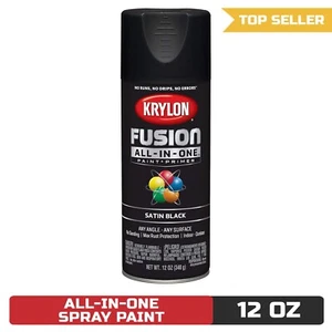 Krylon Fusion All-In-One Spray Paint - Satin Black, 12 OZ - Picture 1 of 6