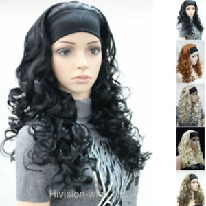 Fashion Women Wig Long Curly Wave Wig 3/4 Half Wigs with Headband Cosplay Wig