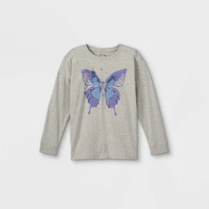 Art Class Sz Small (6-6X) Kids' Oversized Butterfly Long Sleeve Graphic T-Shirt - Picture 1 of 2