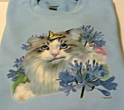 "Cat and the Butterfly" - Sudadera polar manga larga cuello redondo Gildan (azul) Foto 1 de 2