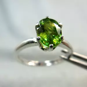 SPHENE (TITANIT) - Brillantgrün 0,925 Sterlingsilber Ring 0,89 Karat. - Bild 1 von 13