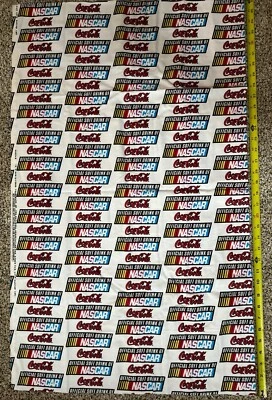 NASCAR Coca Cola White Background Multi Colored Flannel Fabric 1 Yard x44” Craft - Image 1 of 4