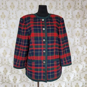 CHAQUETA DE HOMBRO ACOLCHADA ORIGINAL SALZBURGER TRACHT TARTÁN JUMBO BOTONES. TALLA XL - Imagen 1 de 7