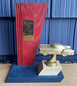 Vintage 1959 HYDE PARK Drag Strip Racing Trophy Heath OH Keller Driver MCM Red W - Picture 1 of 13