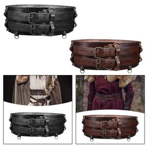 Medieval Waist Belt Knight Belt PU Leather Cosplay Accessories Kidney Belt Wide - Picture 1 of 15