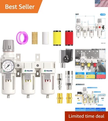 Air Tool Compressor Filter: 3-Stage Drying System with Gauge Included - Image 1 of 4