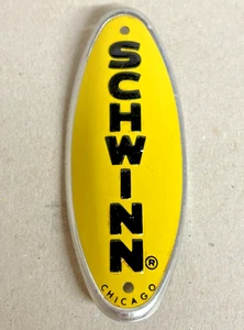 SCHWINN CHICAGO HEAD BADGE - YELLOW - Picture 1 of 3