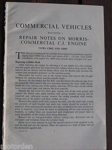 MORRIS COMMERCIAL CI ENGINE: Types CDD2 & CDD3, 10pg 1950's FREE POST AUSTRALIA - Picture 1 of 2