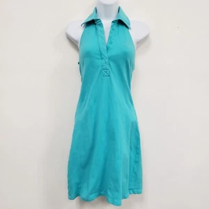 VTG Express Womens Y2K Tennis Prep Polo Halter Dress Size S Blue Preppy Golf - Picture 1 of 9