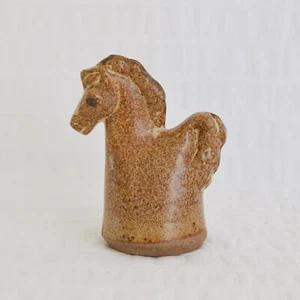 Vintage Pottery Horse, Mid Century Modern Ceramic Chess Horse Knight Speckled - Picture 1 of 7