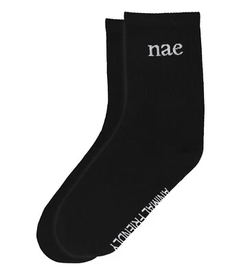 Animal Friendly black socks vegan cruelty-free accessories size M and L elastic - Image 1 of 4