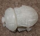 White Stone Scarab Beetle Exquisite Carvings Back And Front Approx 10 CM Length