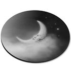 Round Mouse Mat (bw) - Fantasy Moon Stars Night Sky  #37608