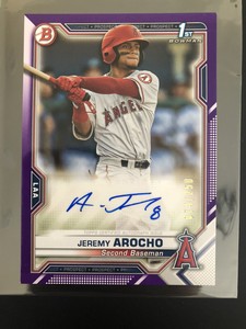 2021 Bowman Jeremy Arocho Purple Paper Auto /250 Angels