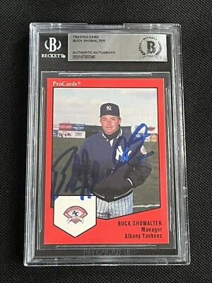 BUCK SHOWALTER 1989 PROCARDS MINOR SIGNED AUTOGRAPHED CARD YANKEES BAS AUTHENTIC - Image 1 of 2