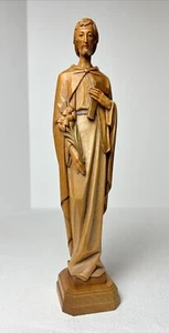 Escultura de madera tallada ANRI de San José Obrero con lirios y cuadrado, Italia 10,5" T - Imagen 1 de 19