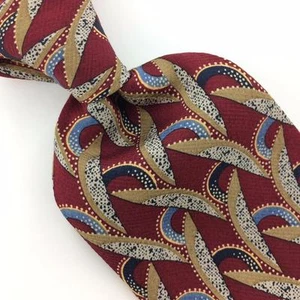 KENNETH COLE USA TIE Brown MAROON GEOMETRIC Silk Necktie Excellent Ties I7-676 - Picture 1 of 3