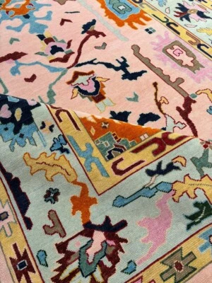 Pink Modern oushak Hand knotted Area Rug for Living Room, Bedroom, Office, Kids - Image 1 of 4