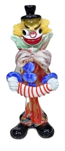 10” Clown Blown Murano Art Glass Figurine Crown Venetian Co Italy Crazy Insane - Picture 1 of 8