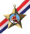 Rowing Male Award Personalised Antique Gold Star Medal &amp; Ribbon