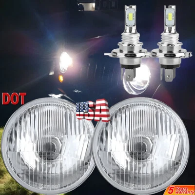 2PCS 130W Glass 7" Round Led Headlights for Jeep Wrangler 1997-2018 TJ LJ JK AAA - Image 1 of 4