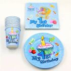 My First Birthday Blue Boy Birthday party tableware Straws Cups Plates Napkins