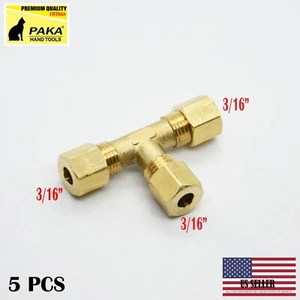 5 PCS – 3/16" Brass Compression Fitting Tee Union - Picture 1 of 1