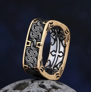 Nordischer Ring keltische Knoten Herren Wikinger Vikings Amulett Schmuck Gold - Bild 1 von 3