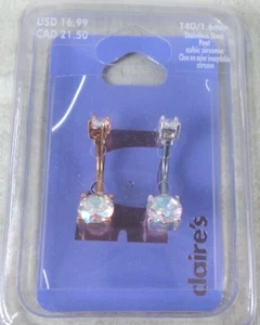 2-PC CLAIRE'S STAINLESS STEEL BODY JEWELRY BELLY BUTTON RING (G131424-44 OFC-98) - Picture 1 of 7