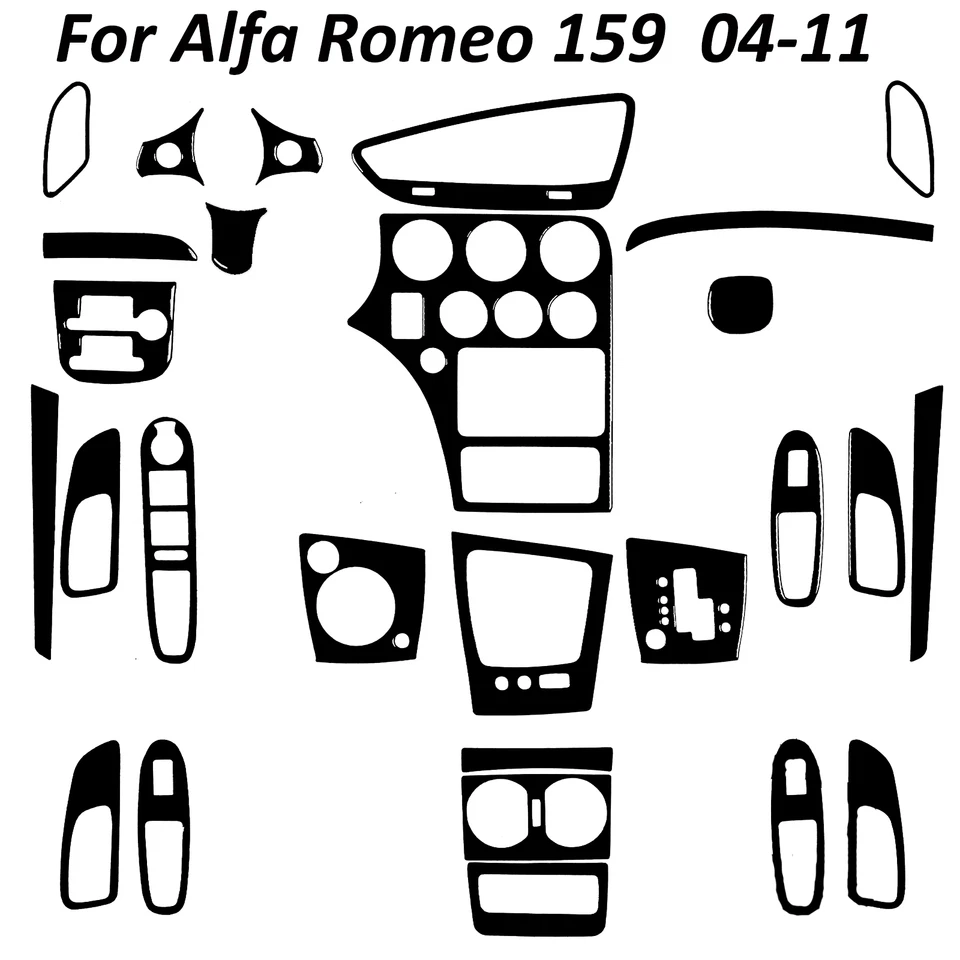 Kits completos de 32 piezas de tapicería interior negra brillante para piano para Alfa Romeo 159 04-11 Foto 1 de 4