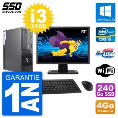PC Fujitsu E500 E85+Dt Pantalla 19" i3-2100 RAM 4Go SSD 240Go Windows 10 Wifi - Imagen 1 de 3