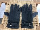 Women’s Vintage PRADA Black Nylon Leather Cashmere Lining Women’s Gloves RARE