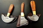 Handmade Leather Knives-Damascus Steel Blade-Leather cover-Round Head