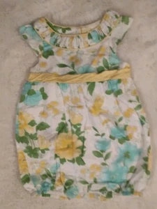 Janie And Jack 18-24 MthsYellow/Aqua Blue Spring Birds &Flowers One Piece Romper - Picture 1 of 7