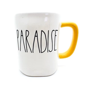 Rae Dunn Magenta Paradise Mug Coffee Cup Cocktail Vacation White Sunny Yellow - Picture 1 of 12
