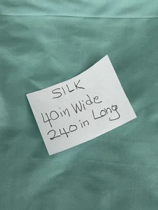 100% SILK FABRIC (40”Wide X 240” Long ) Turquoise Blue small Stain On One Edge - Picture 1 of 6